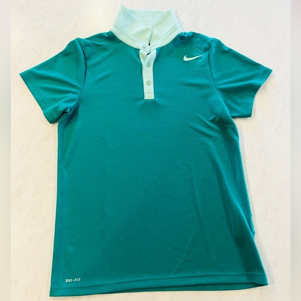 Nike Dri-Fit Men’s Teal Green Short Sleeve Athletic Golf Polo Shirt Size Small